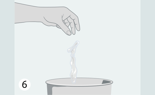 (Quelle: BIÖG) Werfen Sie das Kondom nicht in die Toilette, sondern in den Müll.